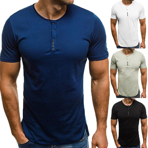 Fashion Casual T-Shirts Men Basic Color Short