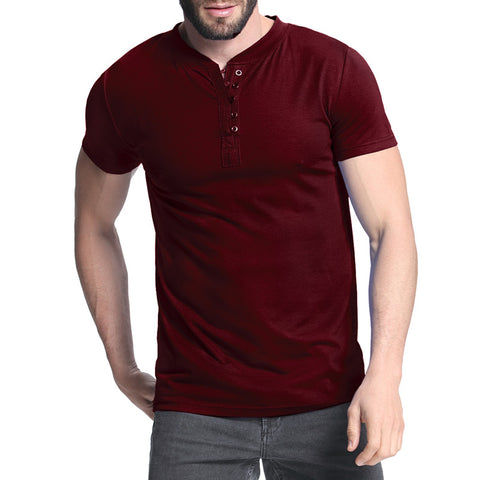 2019 Men's T-shirt Henley Shirts