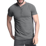 2019 Men's T-shirt Henley Shirts